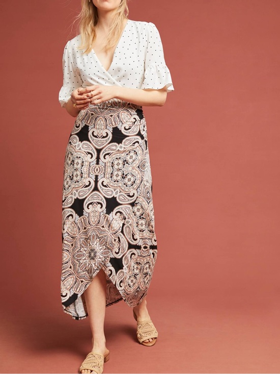 Anthropologie Dresses & Skirts - Anthropologie Maeve Corvo Wrap Skirt Paisley Pull On Stretch Size XS